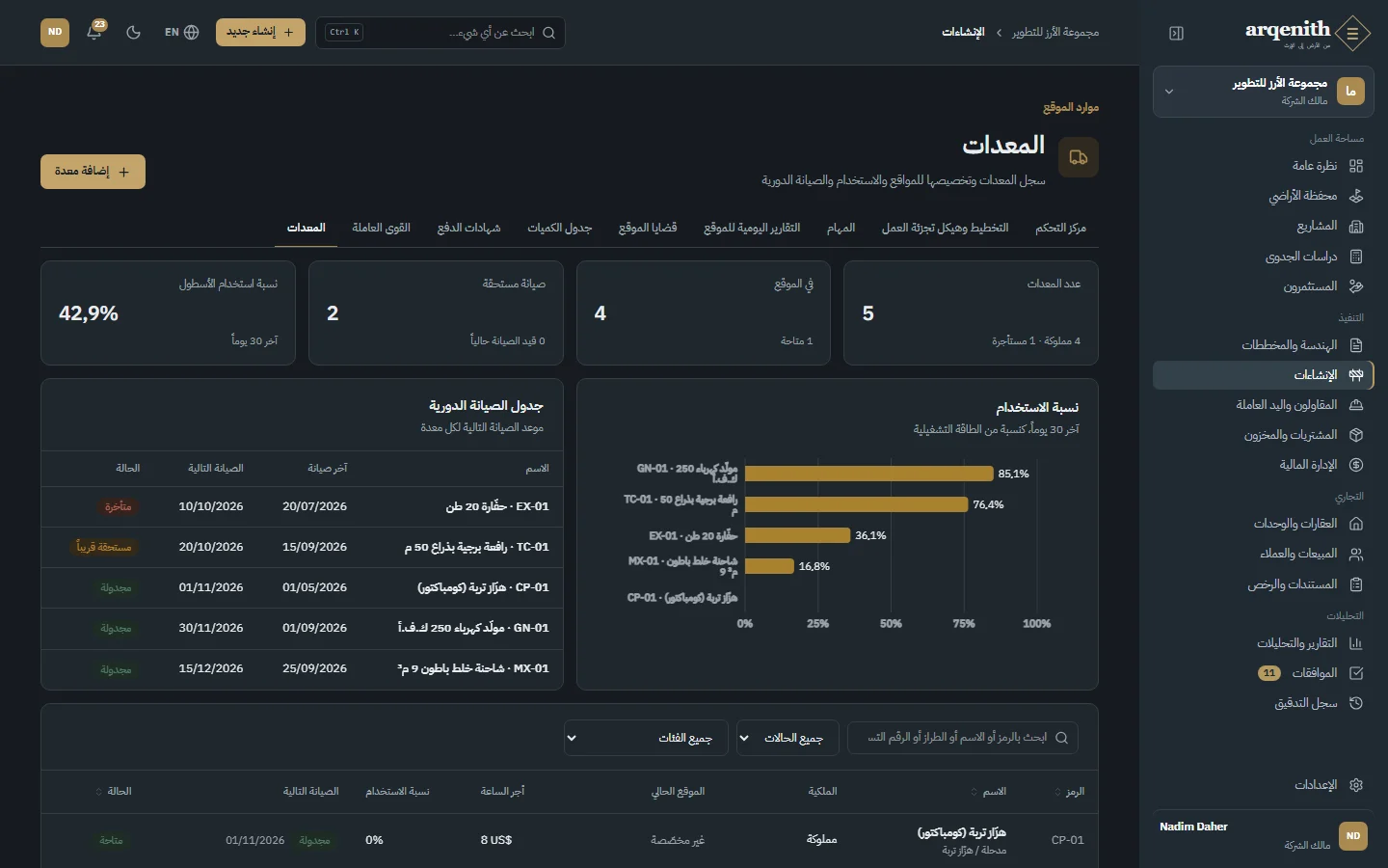 سجل المعدات