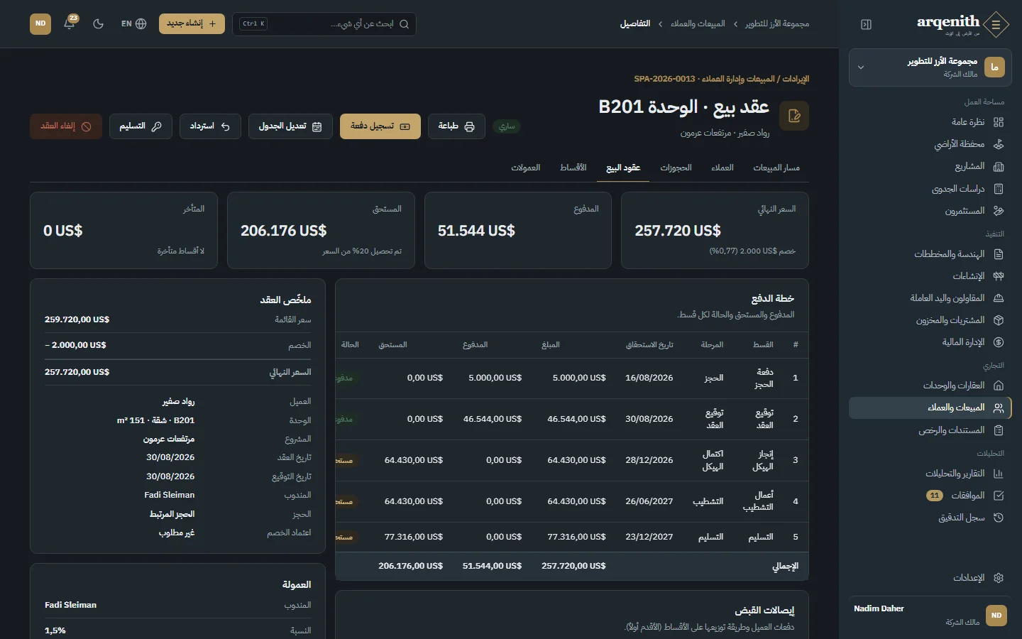 عقد بيع وأقساطه