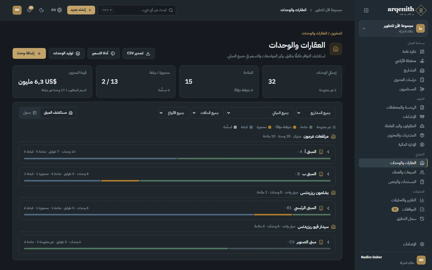 مستعرض الوحدات