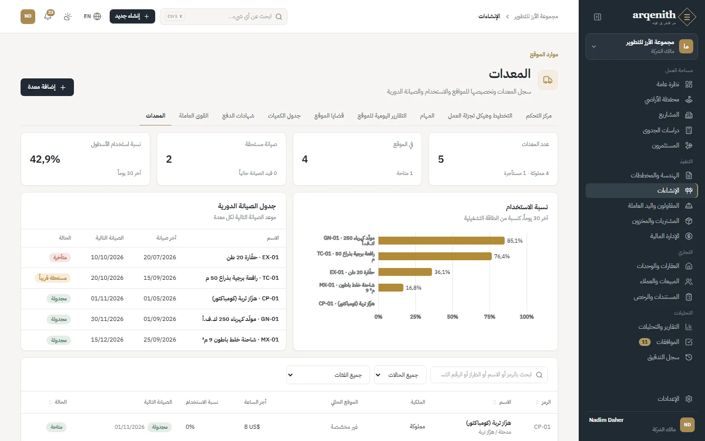 سجل المعدات