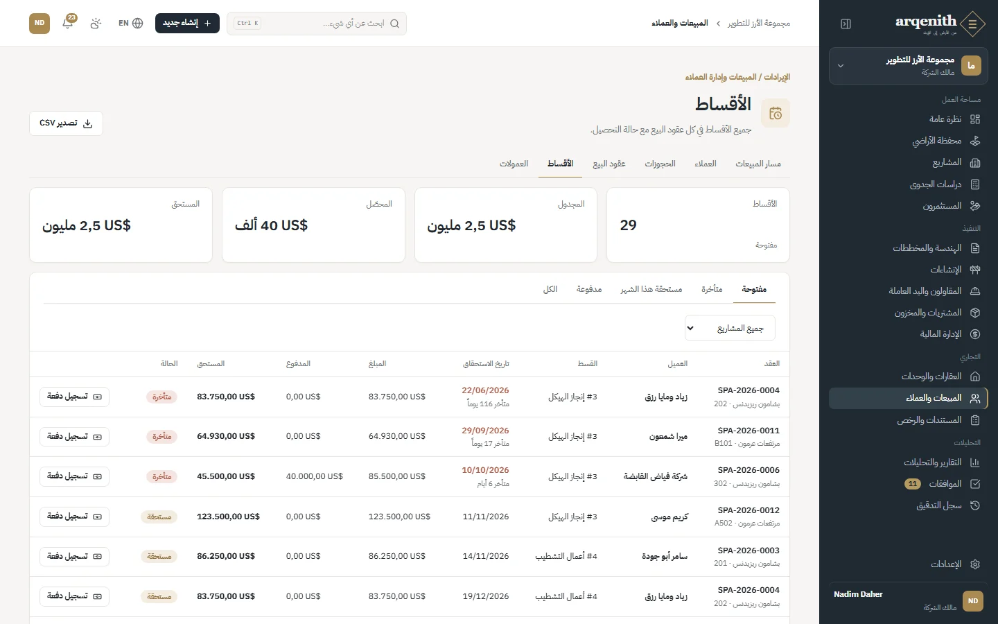 الأقساط
