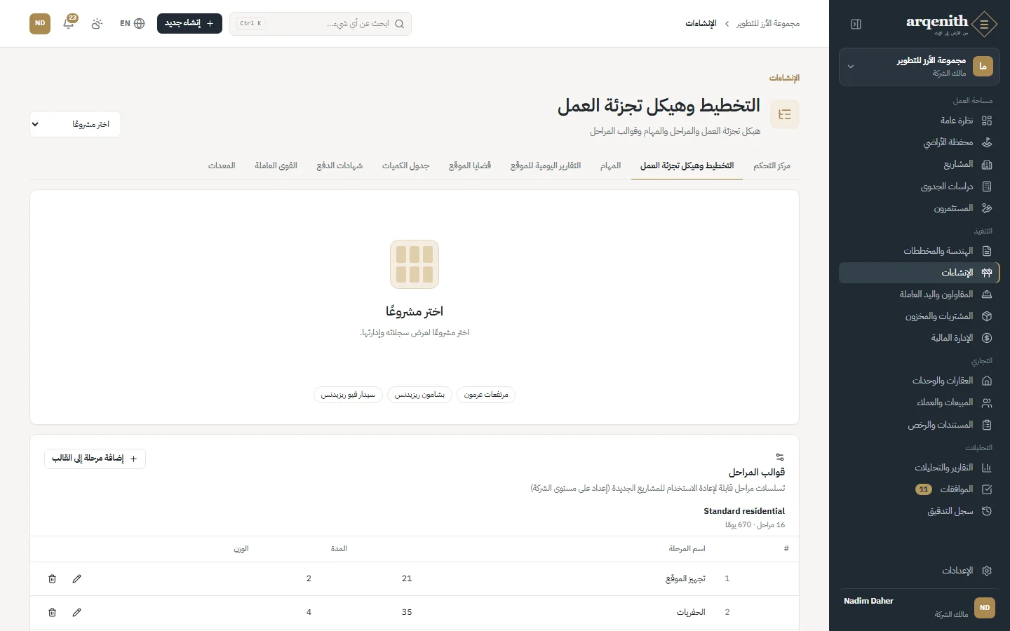 المراحل والمعالم