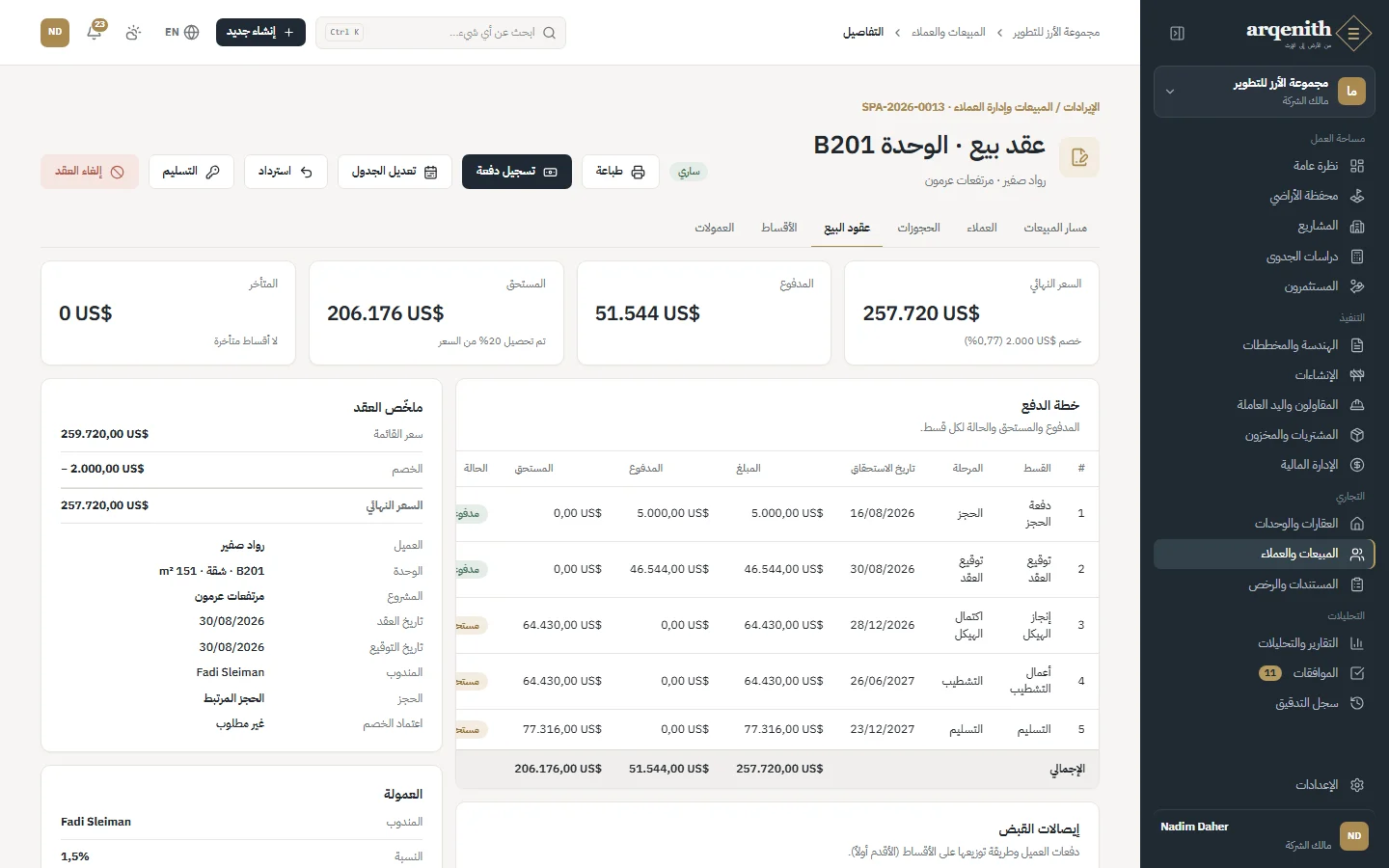 عقد بيع وأقساطه