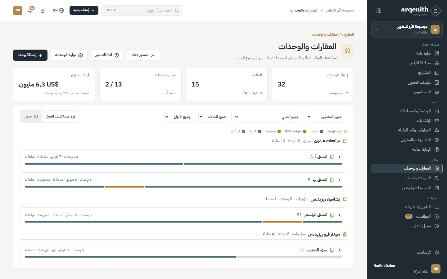 مستعرض الوحدات