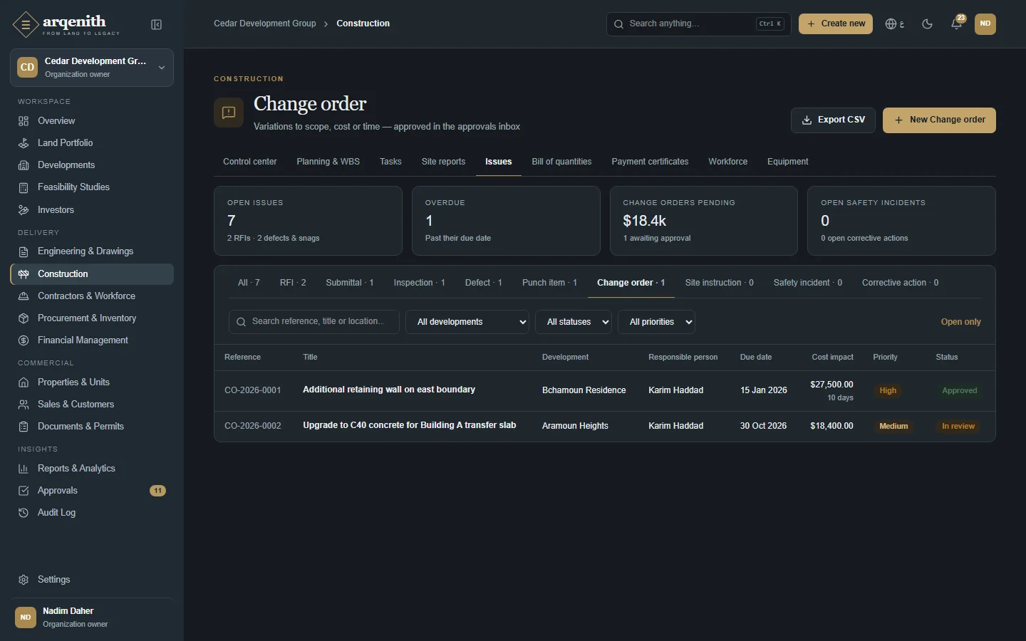 Change orders