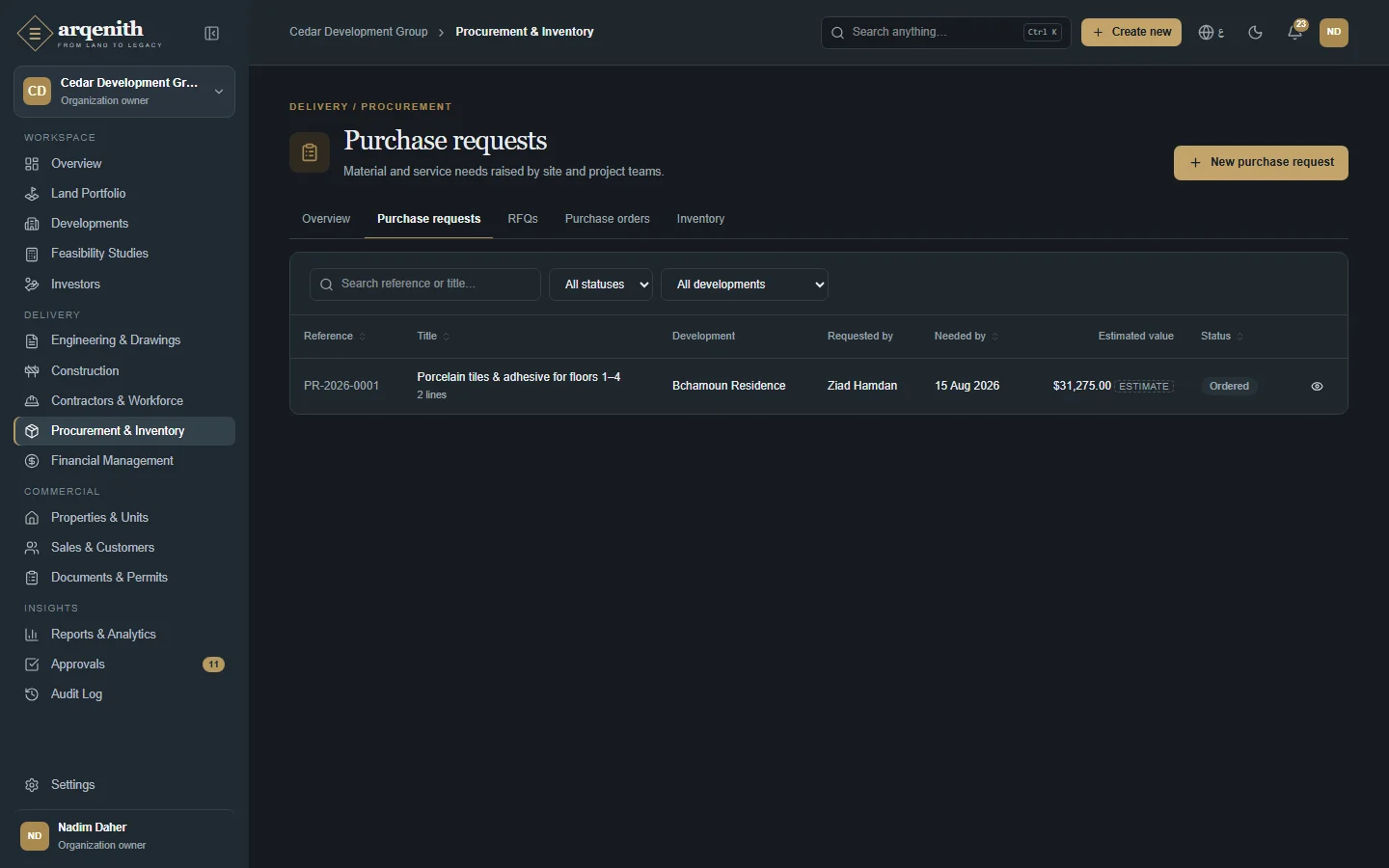 Purchase requests