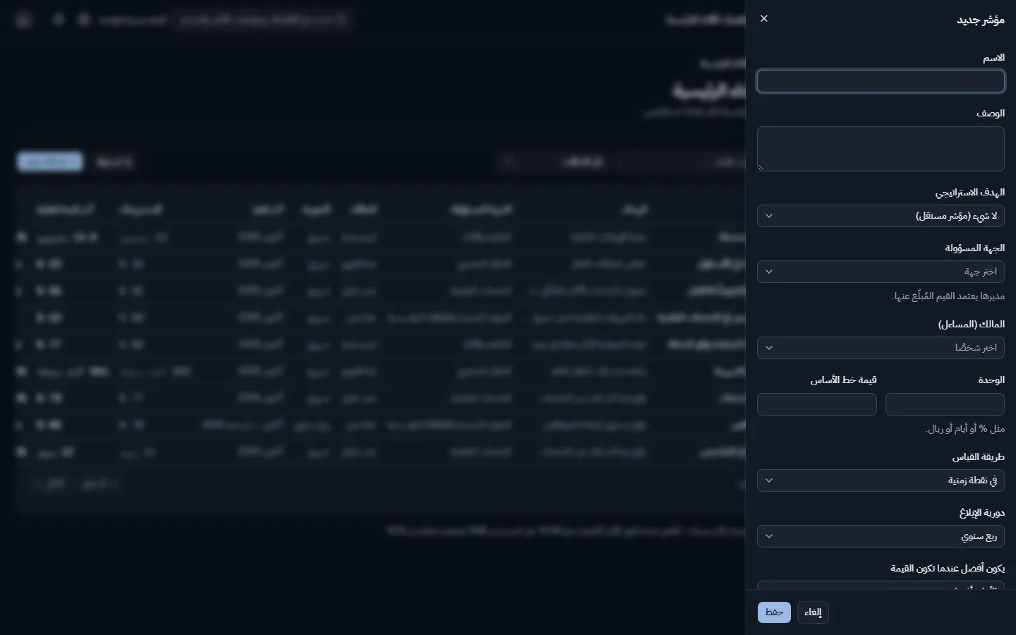 تعريف مؤشر أداء