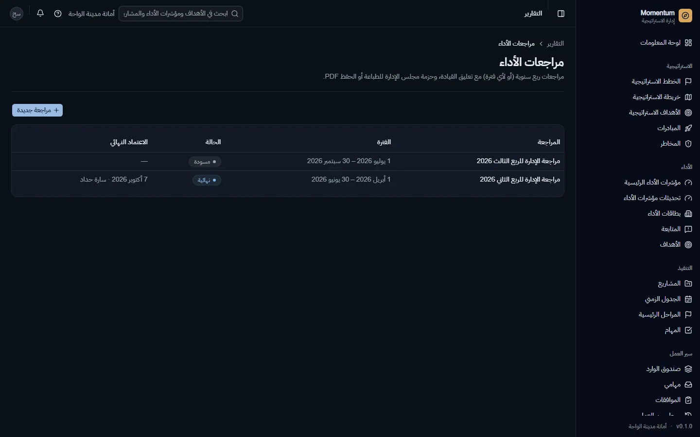 مراجعات الأداء