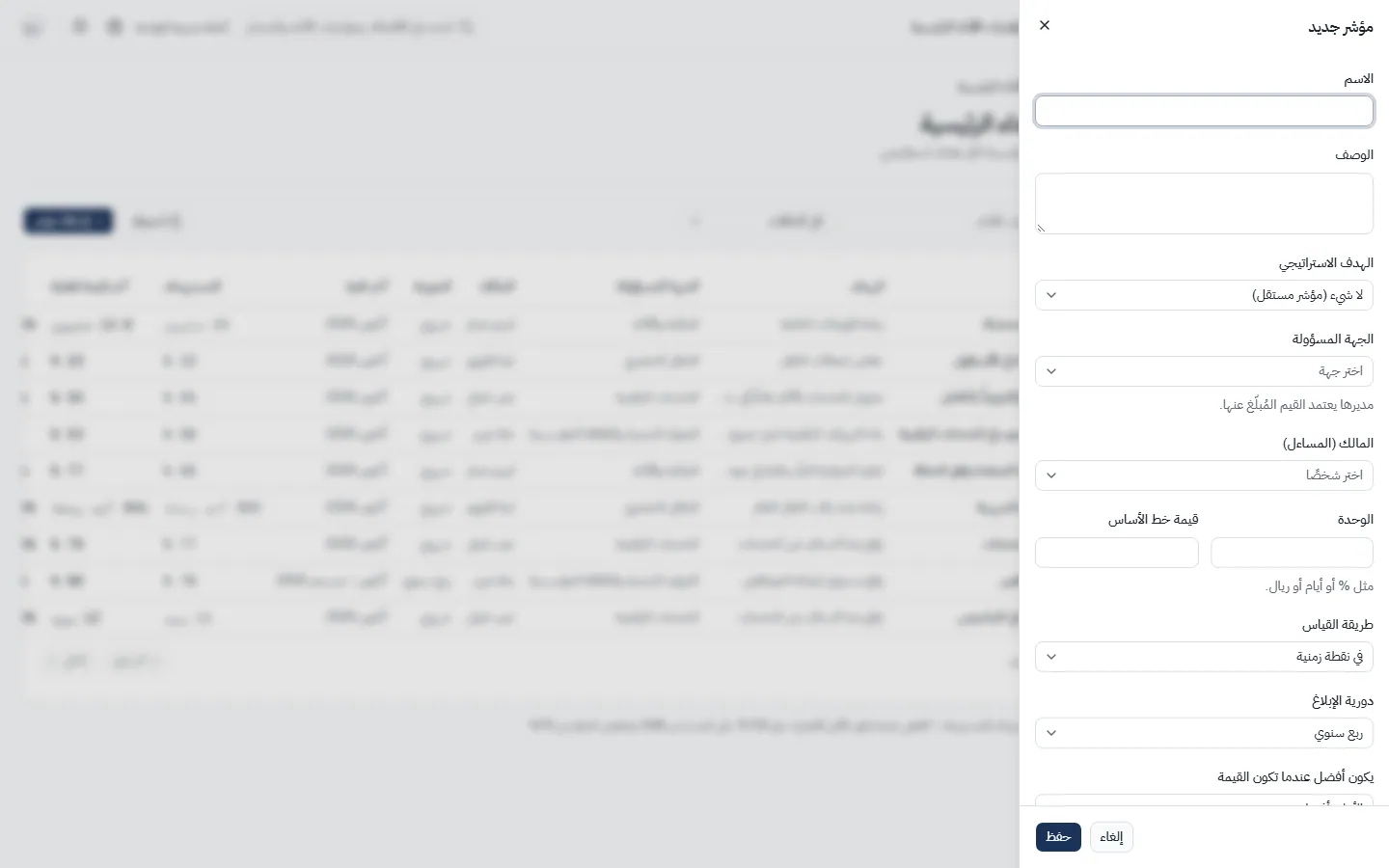 تعريف مؤشر أداء
