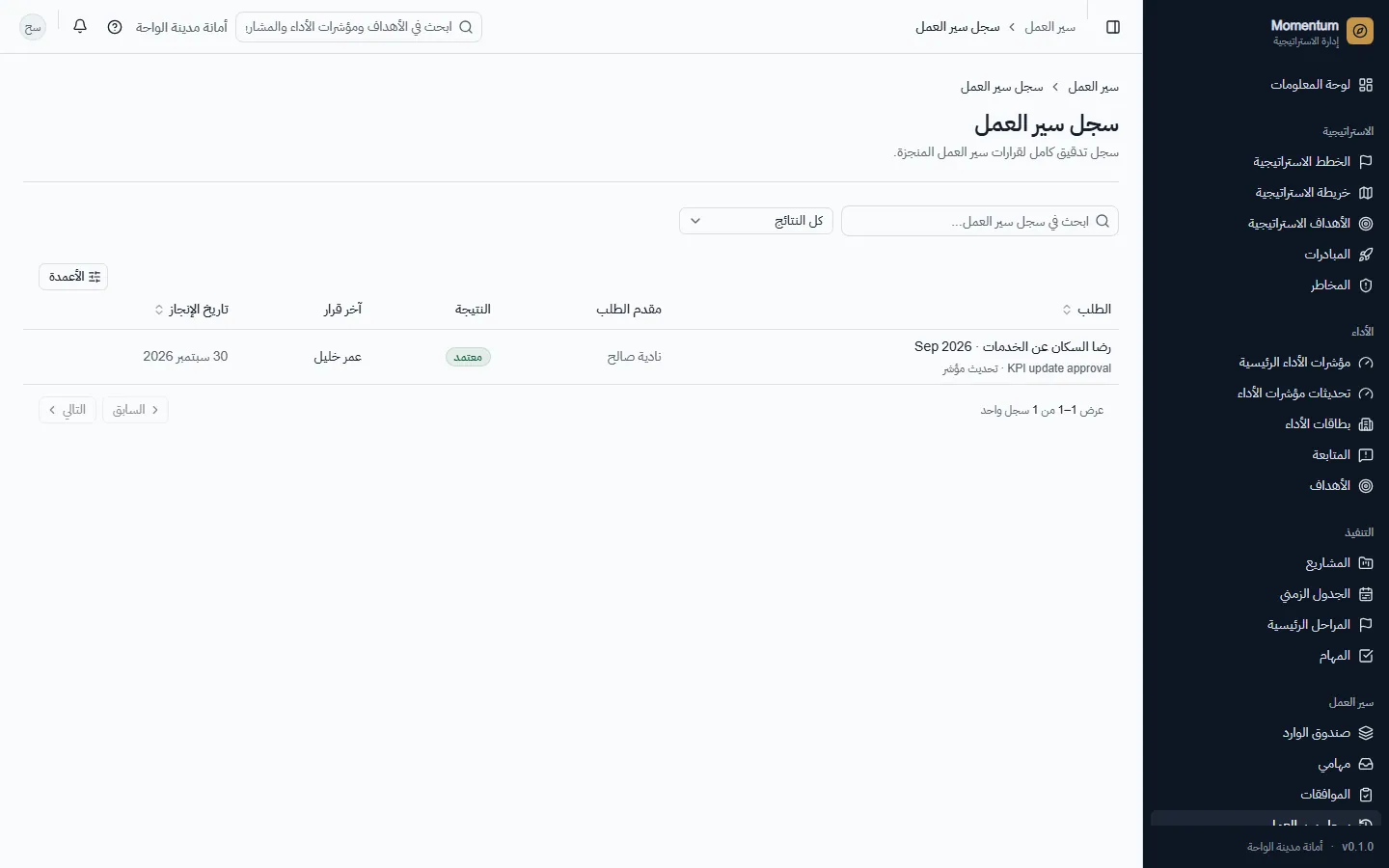سجل مسارات العمل: كل طلب منتهٍ